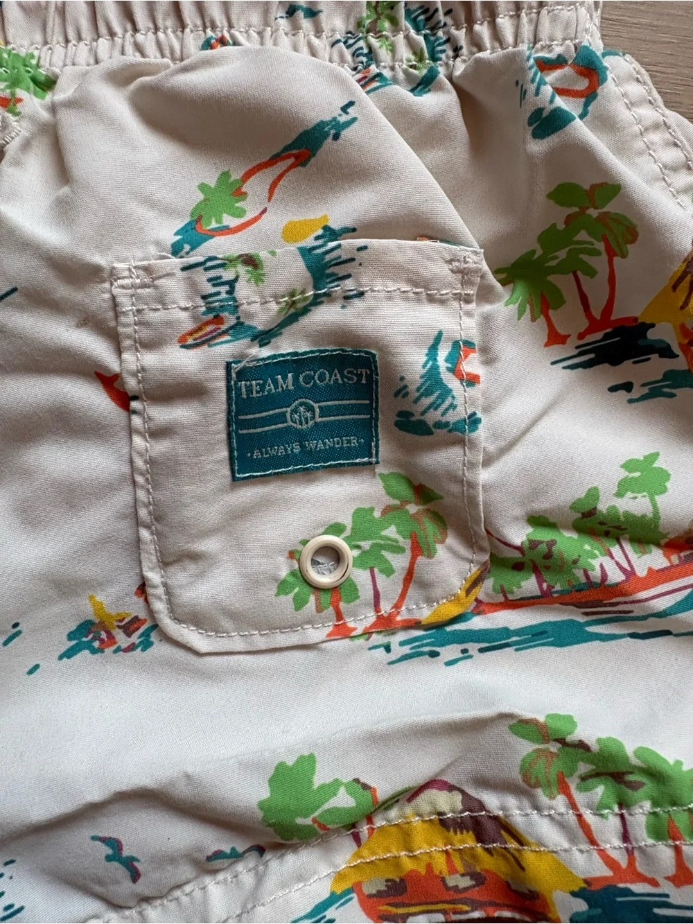 Zara White Boys Swim Trunks with Multicolor Tropical Print- size 4